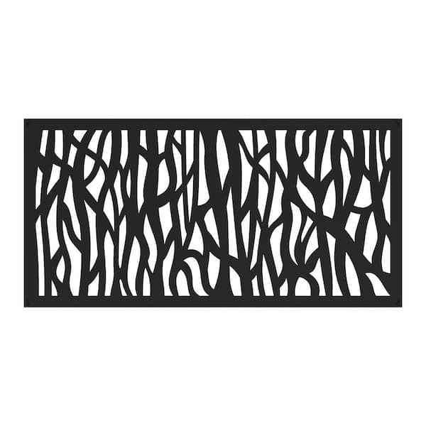 2 ft. x 4 ft. Sprig Black Polypropylene Decorative Screen Panel