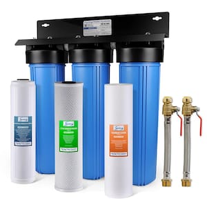 Whole House Water Filter System w/ 20 x 4.5 Sediment, Carbon Block, and Lead Reducing Filters and 3/4 Push-Fit Hoses