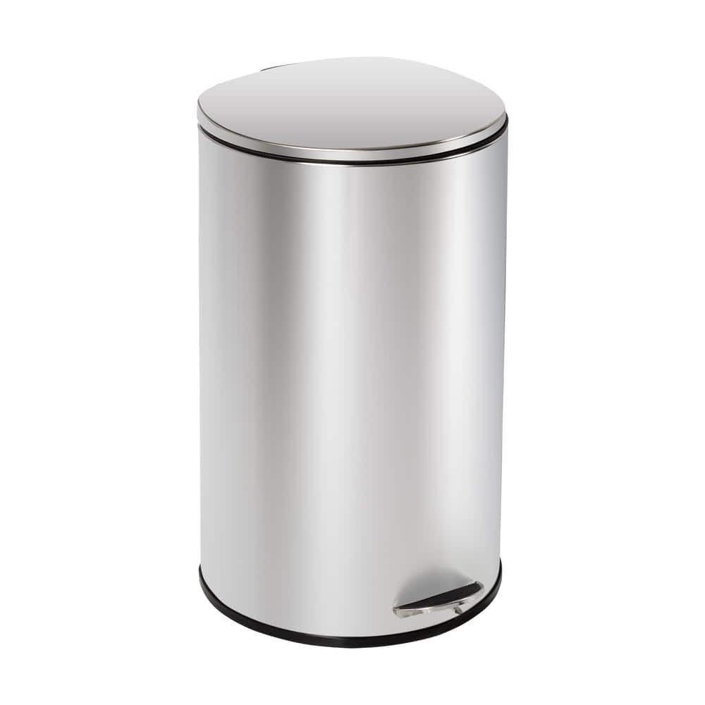 Honey-Can-Do 10.5 Gal. Semi-Round Silver Stainless Steel Step-On Metal Trash  Can with Lid TRS-09332 - The Home Depot