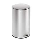 10.5 Gal. Semi-Round Silver Stainless Steel Step-On Metal Trash Can with Lid