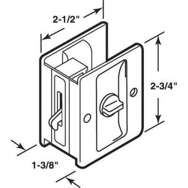 2-3/4 in Satin Chrome Brass Pocket Door Lock and Pull