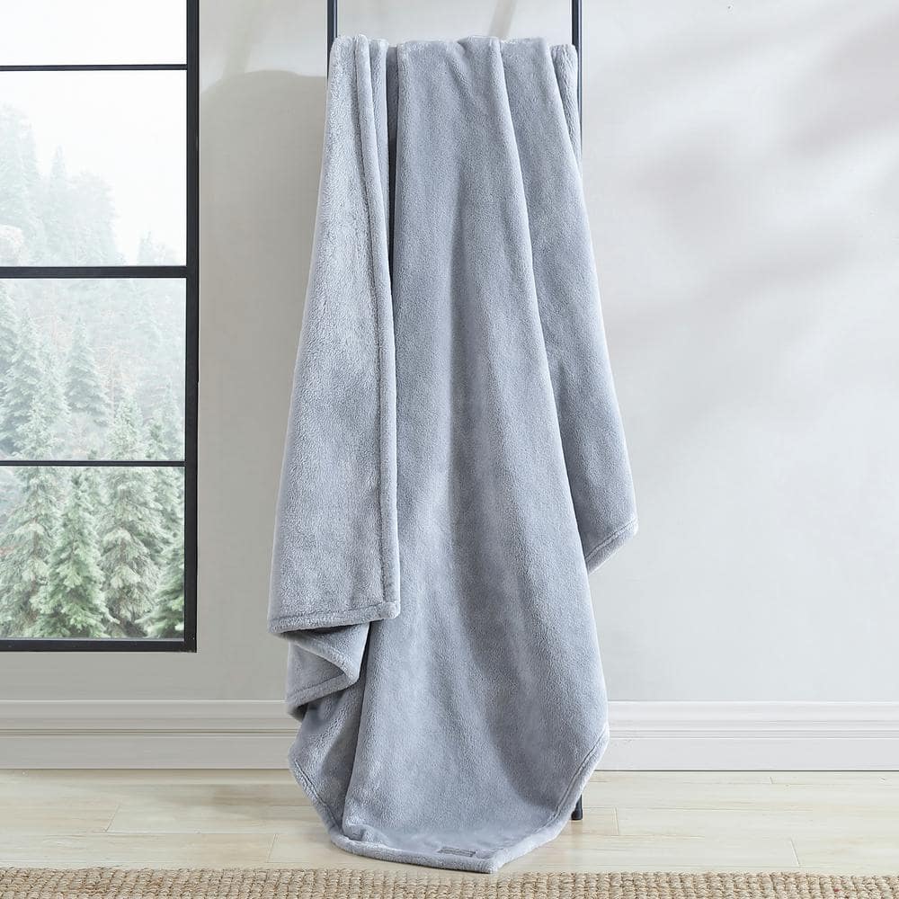 Ultra Lux Soft Plush Gray Reversible Throw Blanket