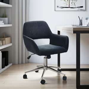 Ross Black Modern Standard Fabric Upholstered Swivel Office Chair Ergonomic Task Chair with Arms and Tilt