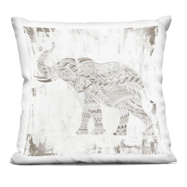 Stupell Industries Boho Stripes Elephant Grey Abstract Polyester 18 in. x 18 in. Throw Pillow