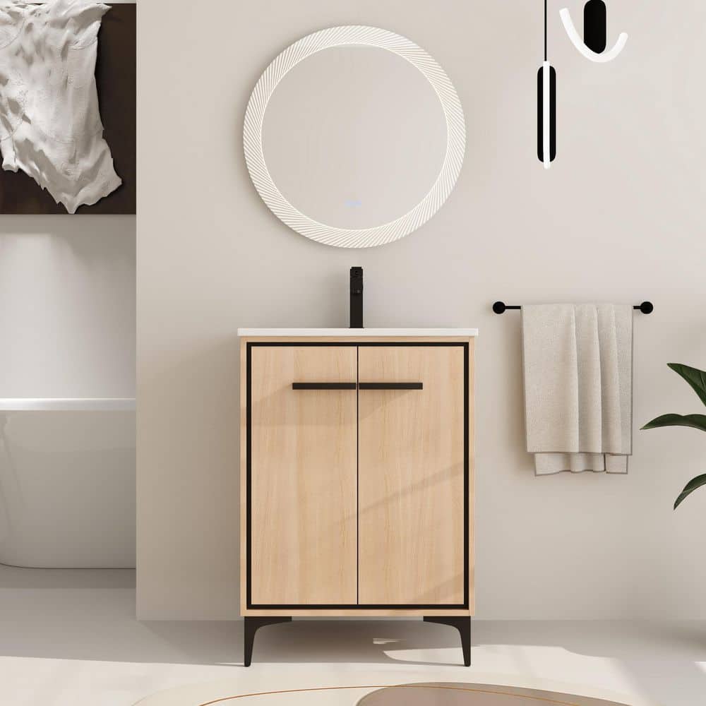24.02 in. W x 18.31 in. D x 33.86 in. H Freestanding Bath Vanity in Light B