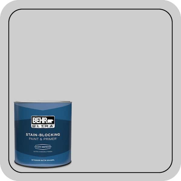 BEHR ULTRA 1 qt. #770E-2 Silver Screen color Extra Durable Satin Enamel Interior Paint & Primer