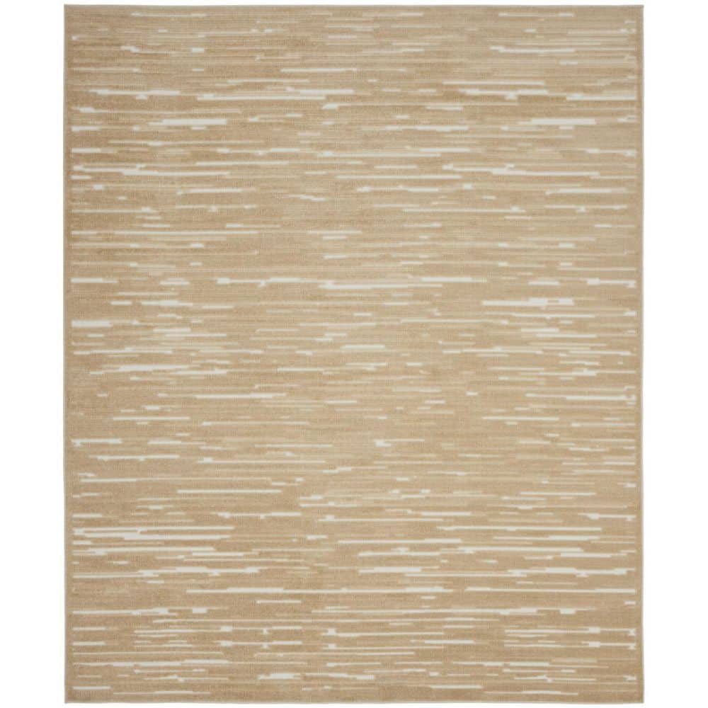 HomeRoots 9 ft. x 12 ft. Tan Geometric Washable Area Rug 2000569801 ...