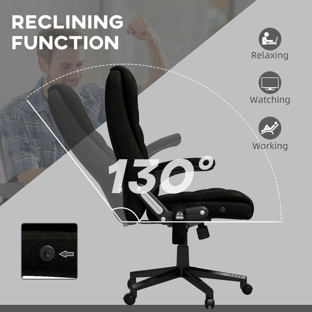 Black Fabric Massage Chair with Reclining Backrest - thumbnail 8