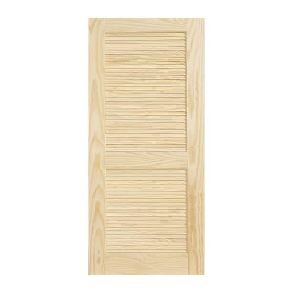 34 in. x 80 in. Pine Unfinished Universal Handing Full Louver Solid Wood Interior Door Slab