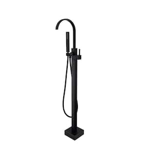 Single-Handle Freestanding Tub Faucet with Hand Shower Head in Matte Black