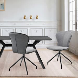 Petrie Dining Room Accent Chair in Grey Fabric and Black (Set of 2)