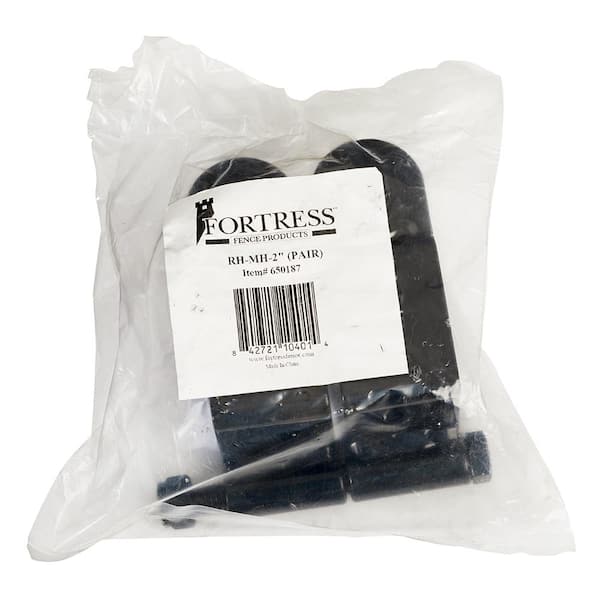 FORTRESS Versai 2 in. Black Steel Gate Hinge Fence Gate Post (2-Pack )