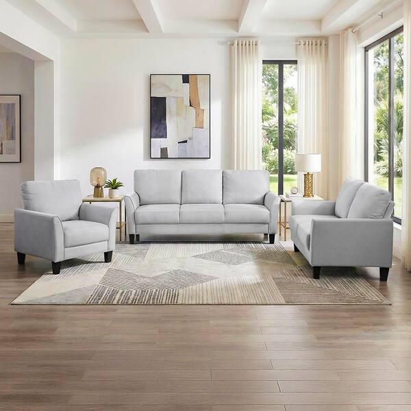 Lazzara Tesoro 78.5 in. W Flared Arm Textured Fabric Rectangle 3