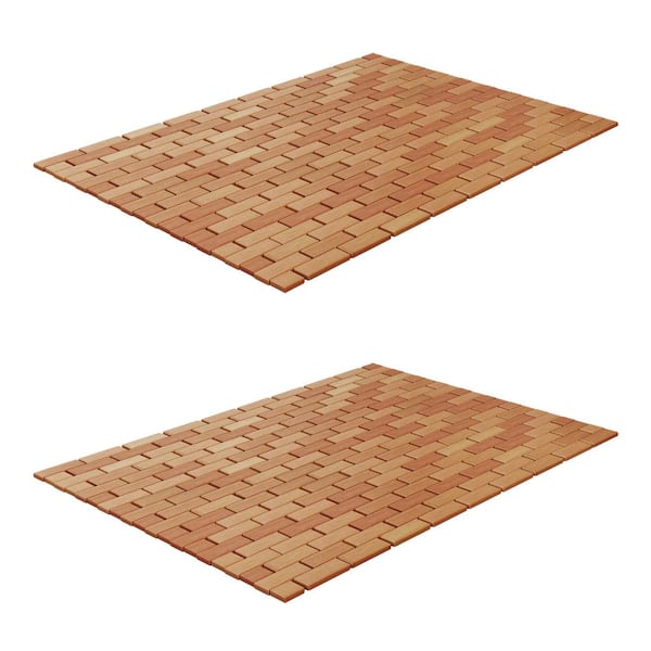 Natural Bamboo Wood Bath Mat, Wooden Door Mat