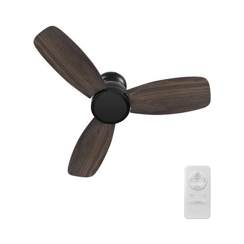 Osborn 44 in. Indoor Black 10-Speed DC Motor Flush Mount Ceiling Fan with Remote Control CARRO Ceiling Fans Without Lights