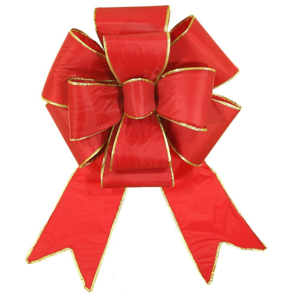 HOLIDYNAMICS HOLIDAY LIGHTING SOLUTIONS 12 in. Red Outdoor Christmas  Structural Bow with Gold Center Stripe 60070 - The Home Depot