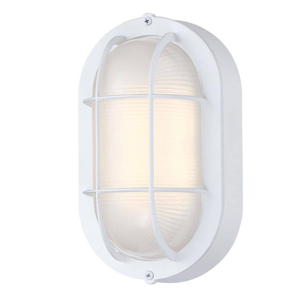 8.5 in. Matte White Integrated LED Outdoor Hardwired Cylinder Sconce with Frosted Glass Shade price history on PriceWatchPro