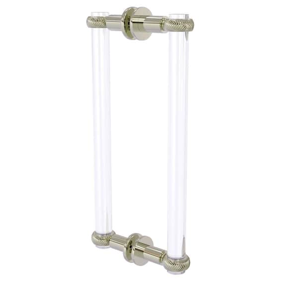 Allied Brass Clearview  12 in. Back to Back Shower Door Handle with Twisted Accents in Polished Nickel (1-Pair)