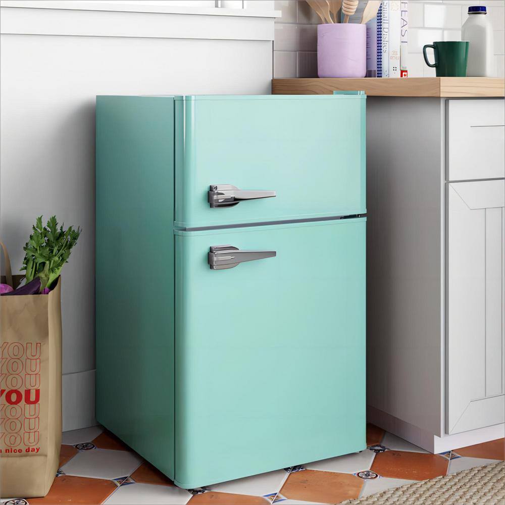 Mint Green Compact Retro 3.2 Cu. Ft. Mini Refrigerator with Freezer