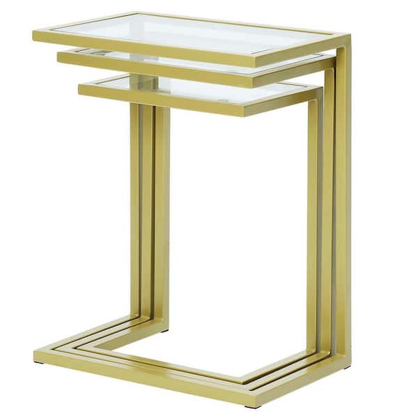 Carolina Chair & Table Addison Gold Glass Top Nesting Table (Set of 3)