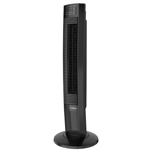 Lasko Wind Tower 35 in. Oscillating Black Tower Fan with Timer, Nighttime Mode and Remote Control