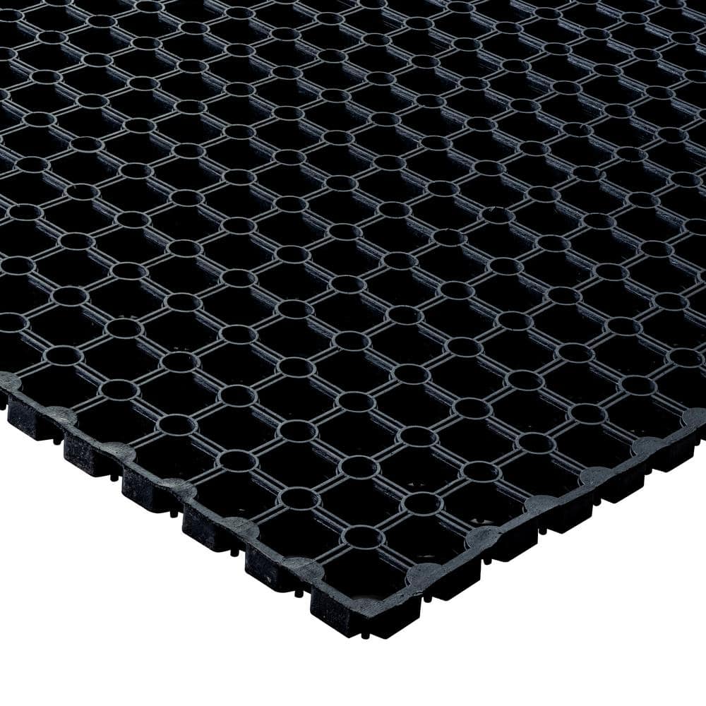 Heavy Duty Black Rubber Outdoor Fall Entrance Mat - 24" x 32"