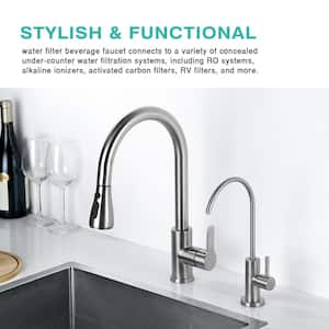 Lead-free Single Handle Beverage Faucet in Stainless Steel Brushed Nickel