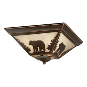 Bozeman 14 in. W Bronze Rustic Bear Flush Mount Ceiling Light Fixture