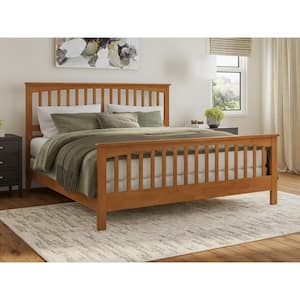 Brooklyn Light Toffee Natural Bronze Solid Wood Frame King Foundation Bed with Matching Footboard