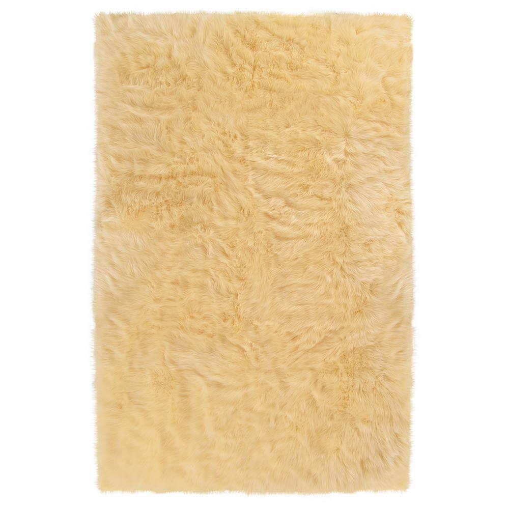 Sheepskin Faux Furry Pale Yellow Cozy Rugs 6 ft. x 8 ft. Area Rug price history on PriceWatchPro
