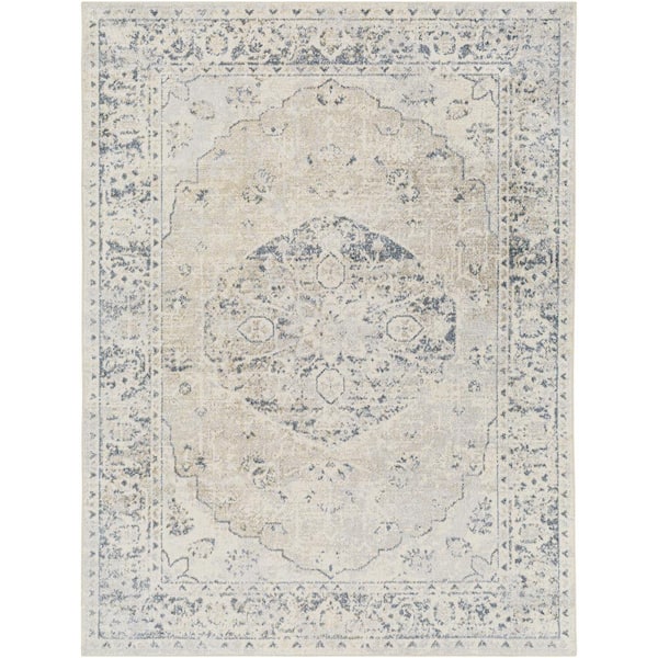 Livabliss Lillian Light Blue/Light Gray Doormat 2 ft. x 3 ft. Machine-Washable Indoor Area Rug