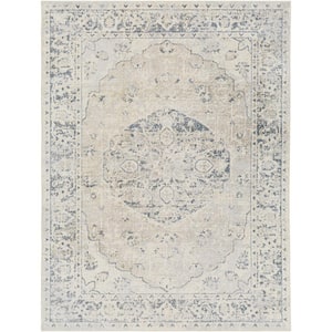 Lillian Light Blue/Light Gray Medallion 8 ft. x 10 ft. Machine-Washable Indoor Area Rug