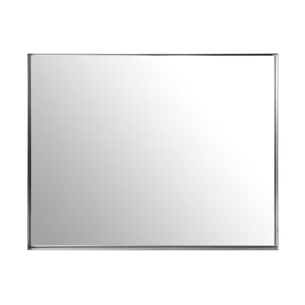 Unbranded 40 in. W x 30 in. H Rectangular Framed Beveled Wall Bathroom Vanity Mirror in Silver
