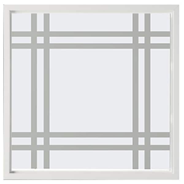 Hy-Lite 23.5 in. x 23.5 in. Prairie Decorative Glass Picture Vinyl Window - White