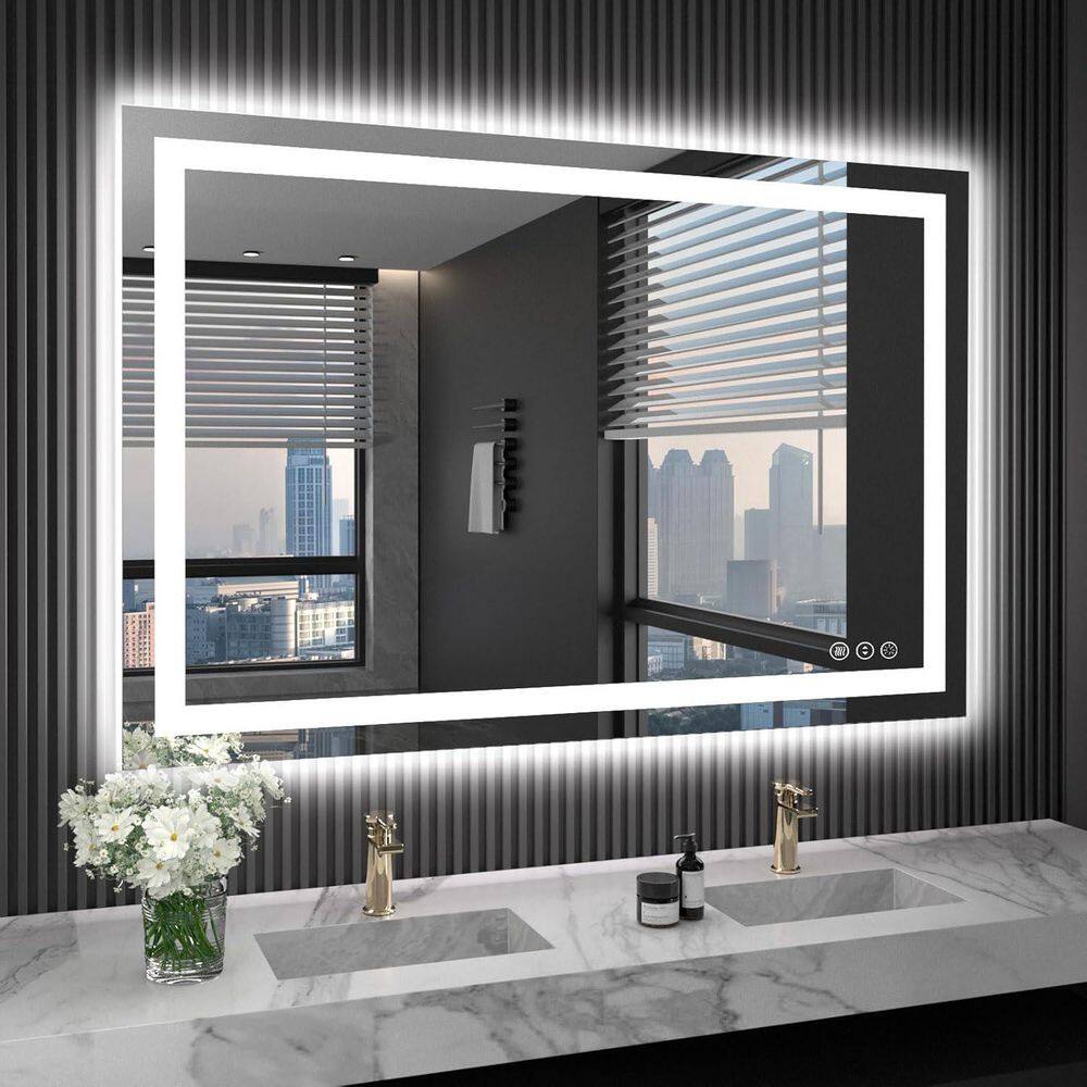 Dimmable 40 in. W x 32 in. H Rectangular Frameless Anti-Fog LED Light Wall Bathroom Vanity Mirror Front and Backlit price history on PriceWatchPro