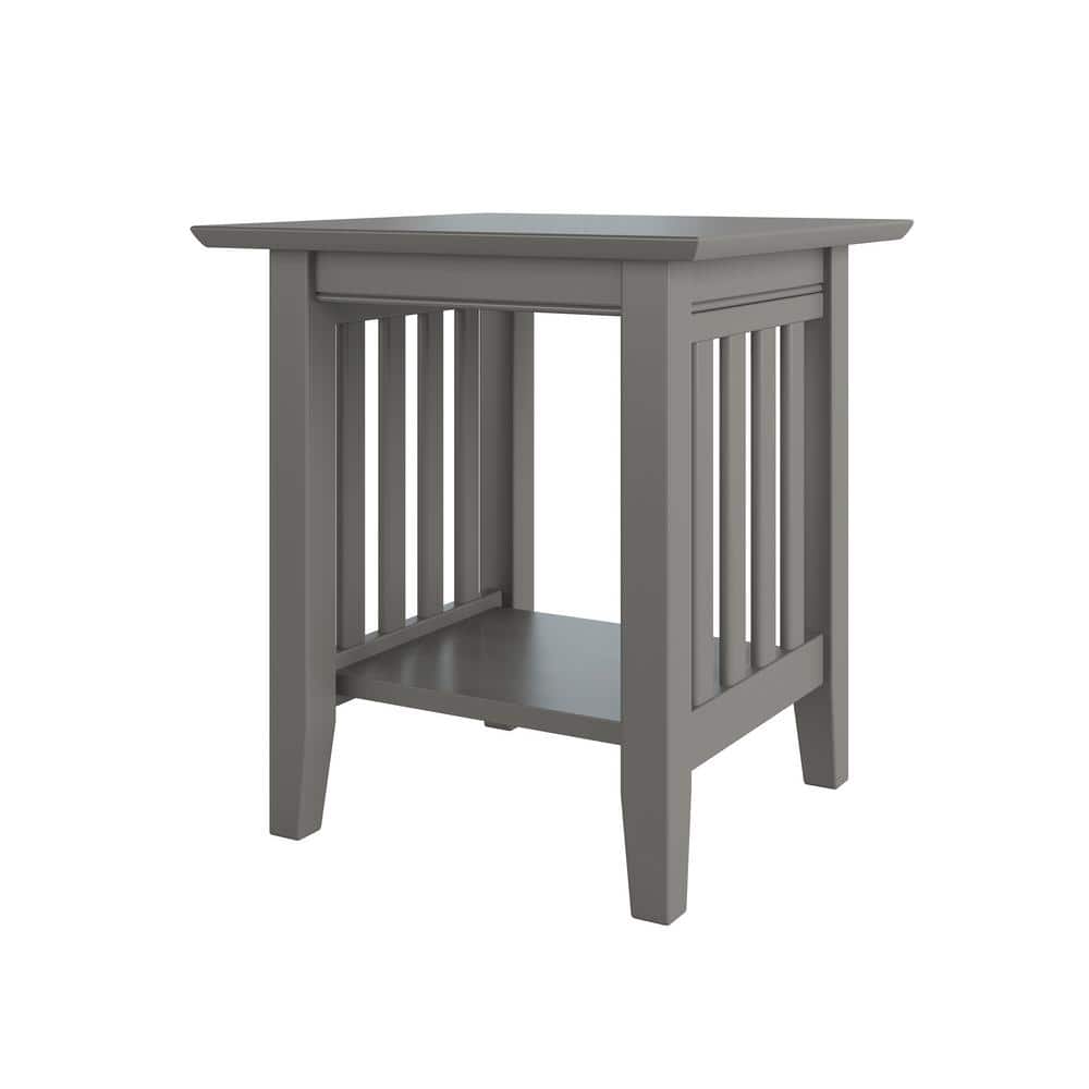 Mission Style Gray Solid Wood 20" x 20" End Table