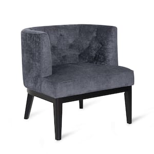 Suncook Charcoal and Dark Brown Fabric Tufted Arm Chair