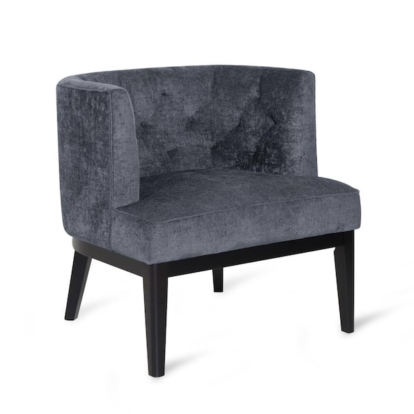 Noble House Suncook Charcoal and Dark Brown Fabric Tufted Arm Chair