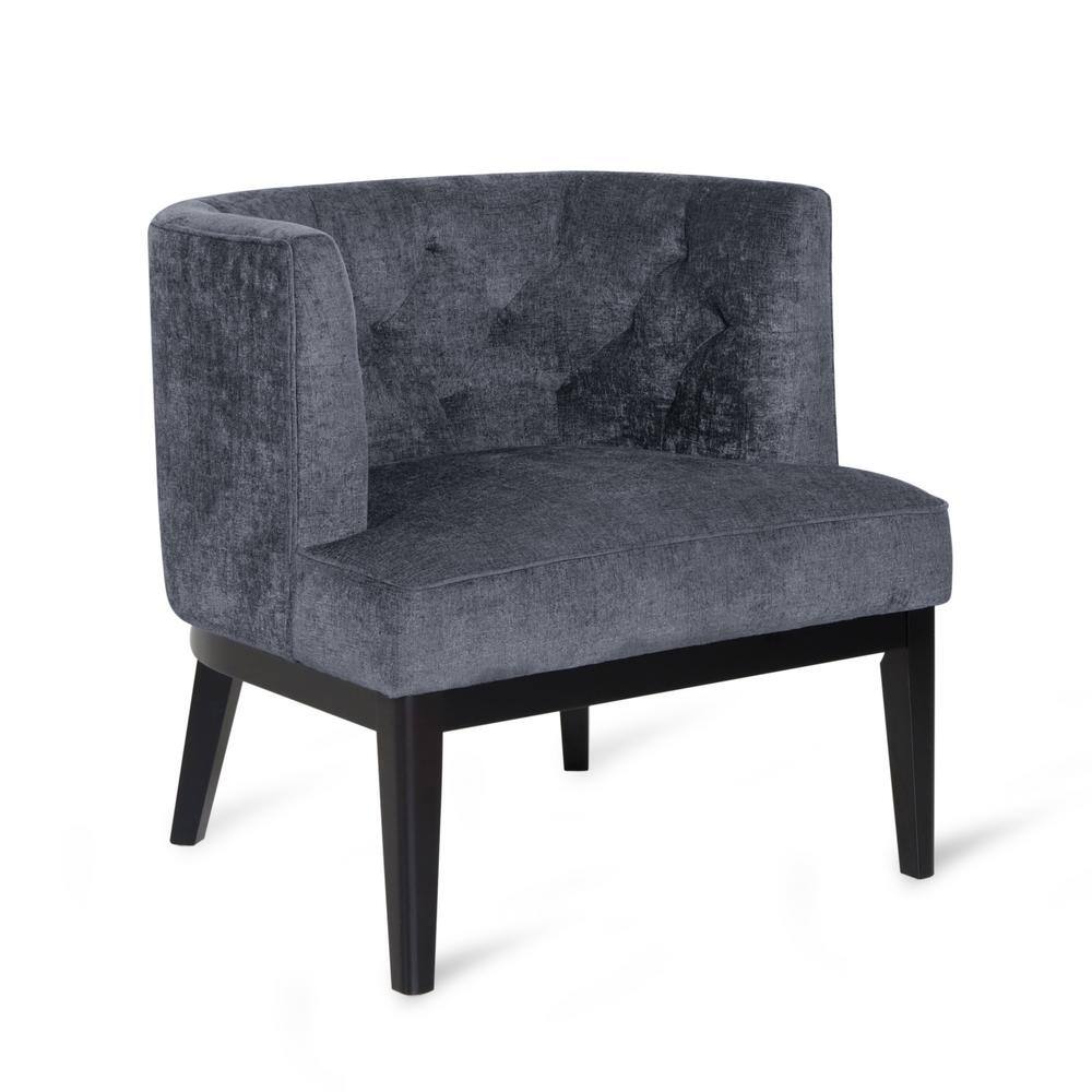 Charcoal and Dark Brown Tufted Faux Leather Barrel Accent Chair Set