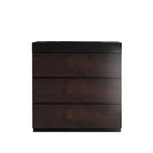 36 in. W x 18.1 in. D x 37 in. H Single Sink Freestanding Bath Vanity in Brown with Black Engineered Stone Top