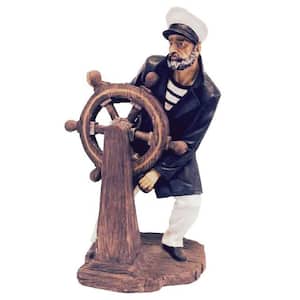 19 in. Captain at the Helm Boat Beach Statue