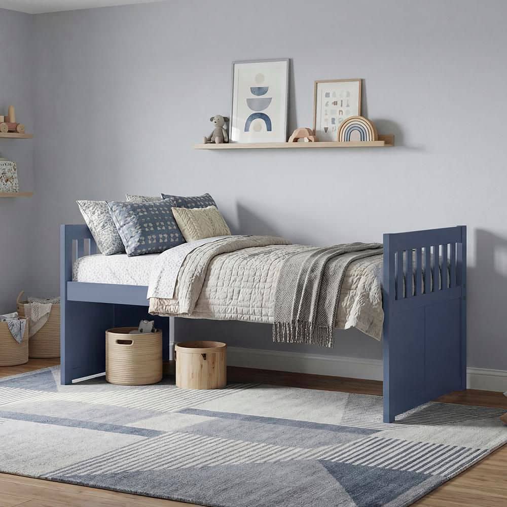 Lazzara Darden Blue Wood Frame Twin over Twin Trundle Daybed with
