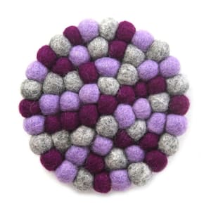Felt Ball Trivets: Round Chakra, Purples