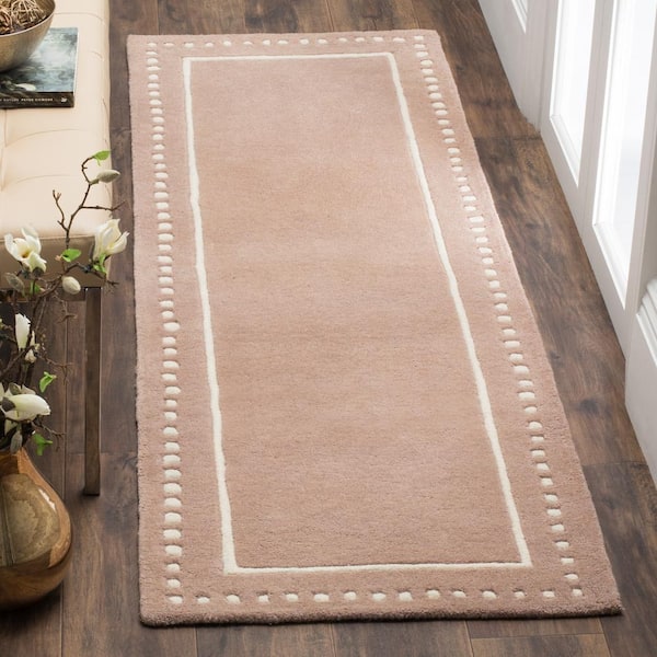 Bella Beige/Ivory 2 ft. x 9 ft. Dotted Border Runner Rug