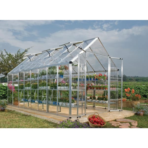 Snap and Grow 8 ft. x 16 ft. Silver/Clear Polycarbonate DIY Greenhouse Kit