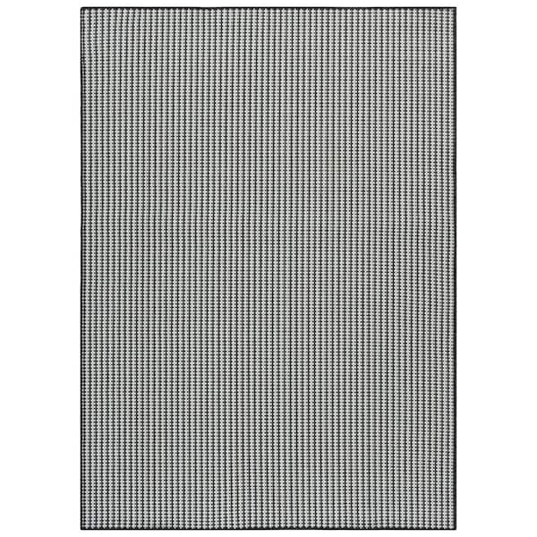 Terrace Black/White 9 ft. x 12 ft. Geometric Striped Indoor/Outdoor Area Rug