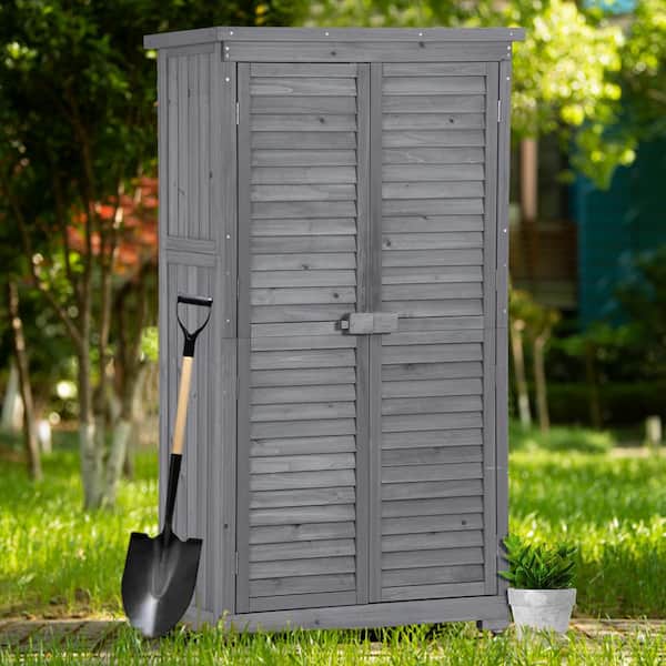 Boosicavelly 2.86 ft. W x 1.52 ft. D Wooden Storage Shed 4.35 sq. ft. in Gray with Lockable Double Door