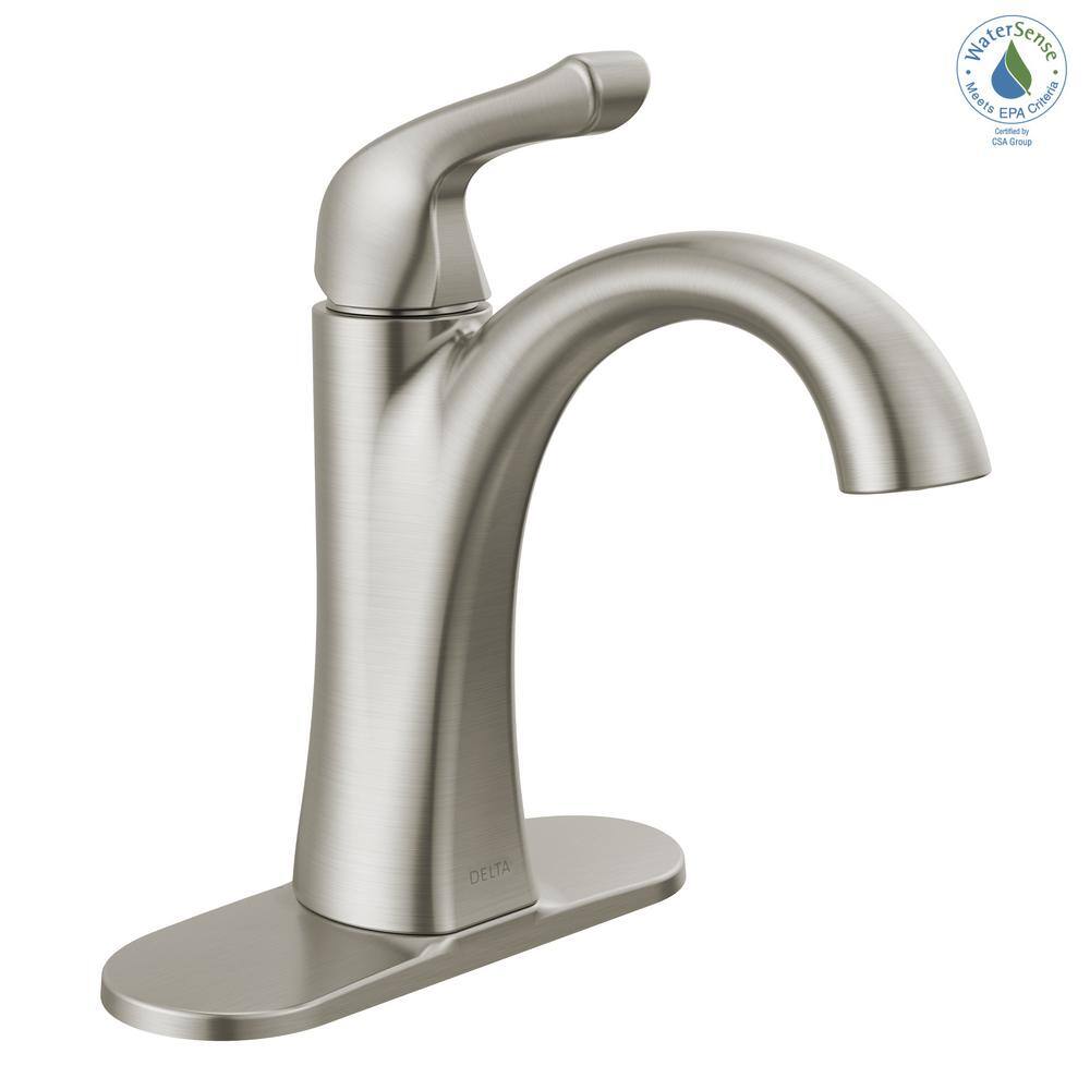 SpotShield Brushed Nickel Single Hole Bathroom Faucet