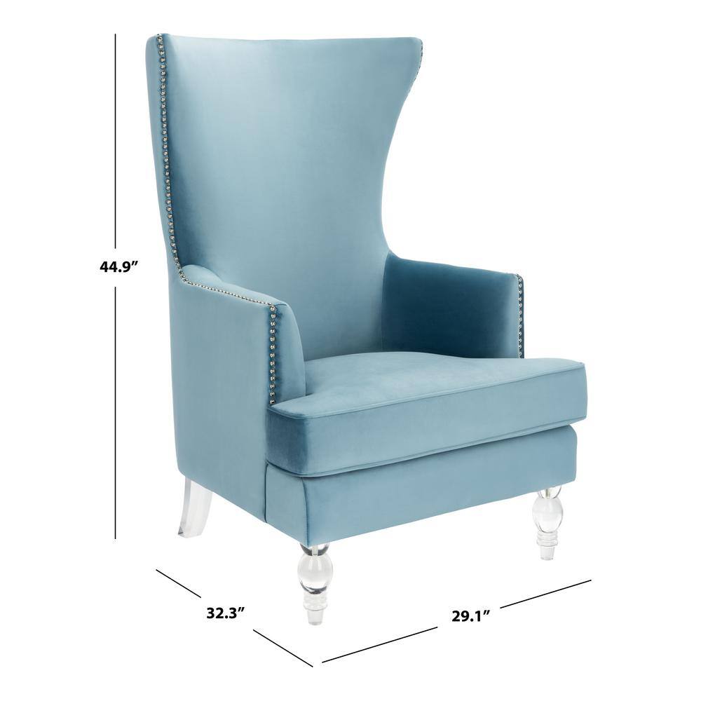 Light Blue Velvet Wingback Accent Chair with Acrylic Legs