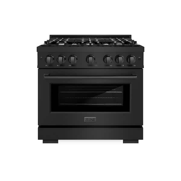 Select 36 in. 6-Burner Gas Range with Gas Convection Oven in Black Stainless Steel
